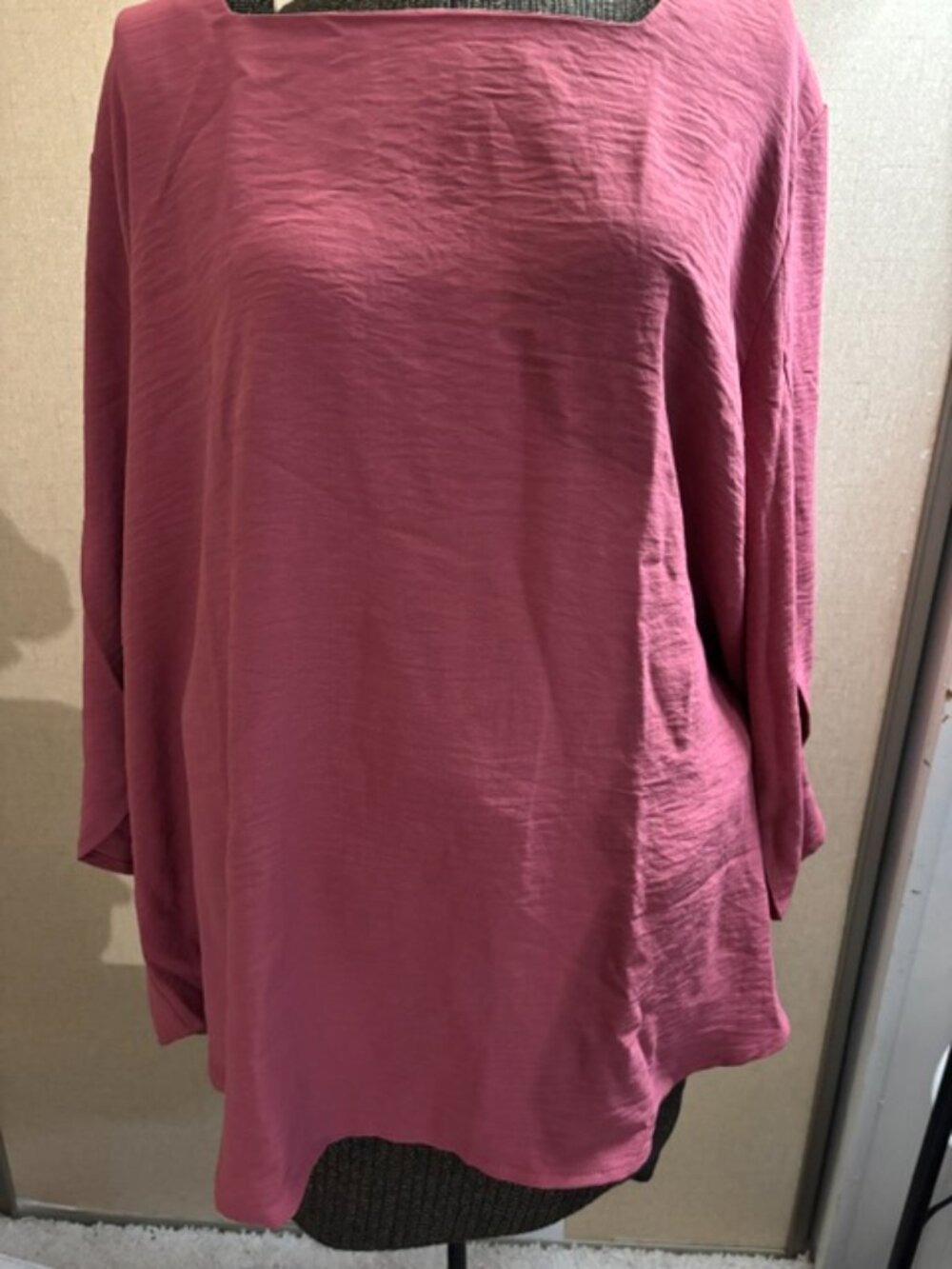 Kuotai Women's 3X Large 3/4 Sleeve Burgundy Blouse